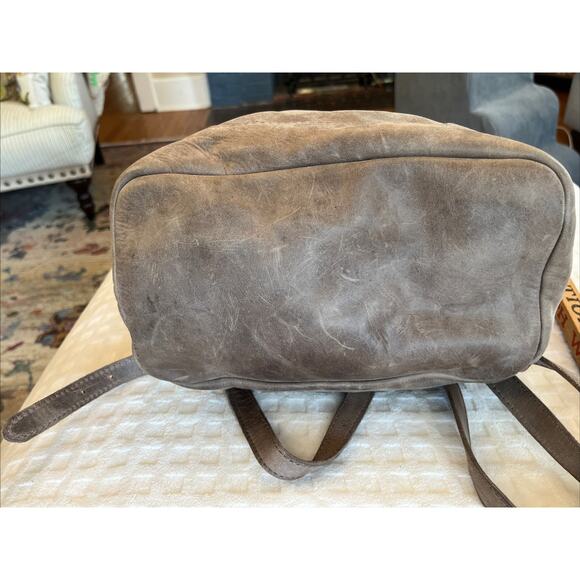 Vintage FRYE Light Brown Khaki Leather Backpack Silver Purse Boho Travel Classic